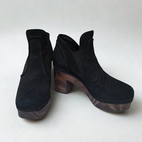 Matisse Shoes - Matisse JOLIE  Black Suede Leather Wood Sole Platform Clog Boot Women's Size 8